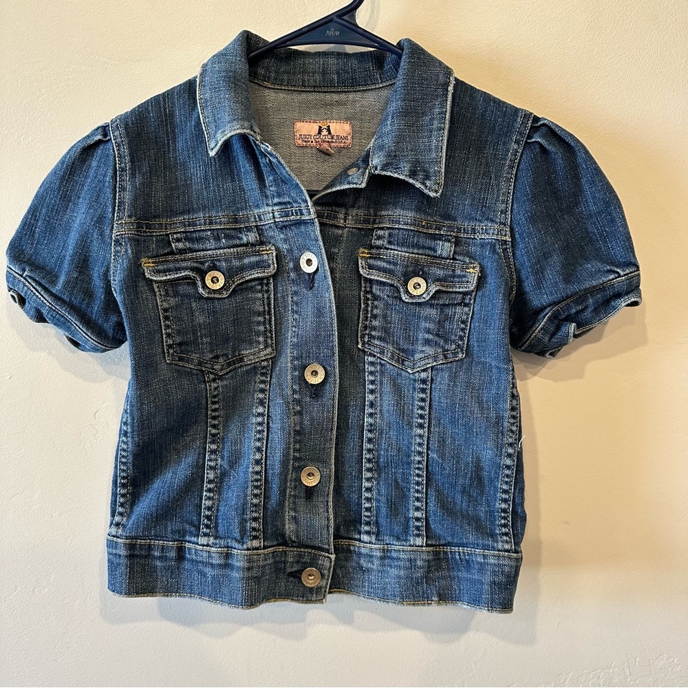 Y2K Vintage Juicy Couture Girls Cropped Short Sleeve Jean Jacket Size 14